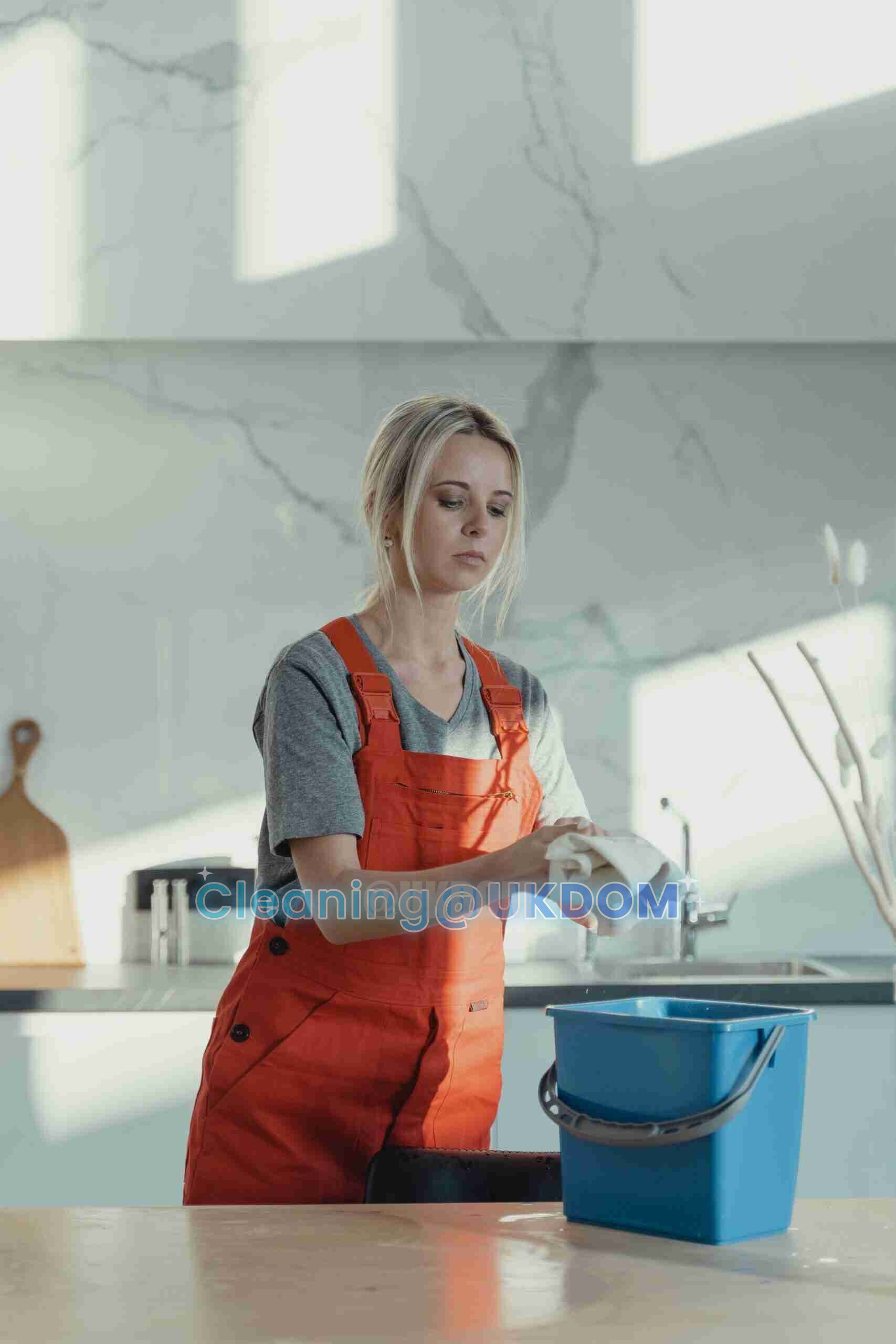 Professional cleaner at work in a Central London flat