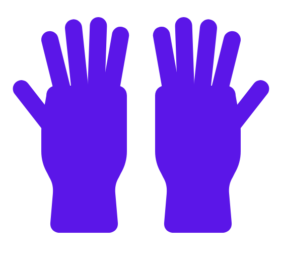 Purple rubber cleaning gloves icon representing UKDOM professional cleaning services